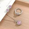 Heart-shaped Zircon Jewelry Set for Earrings, Rings and Necklace - Sweet and Fresh, Elegant Accessory for Women