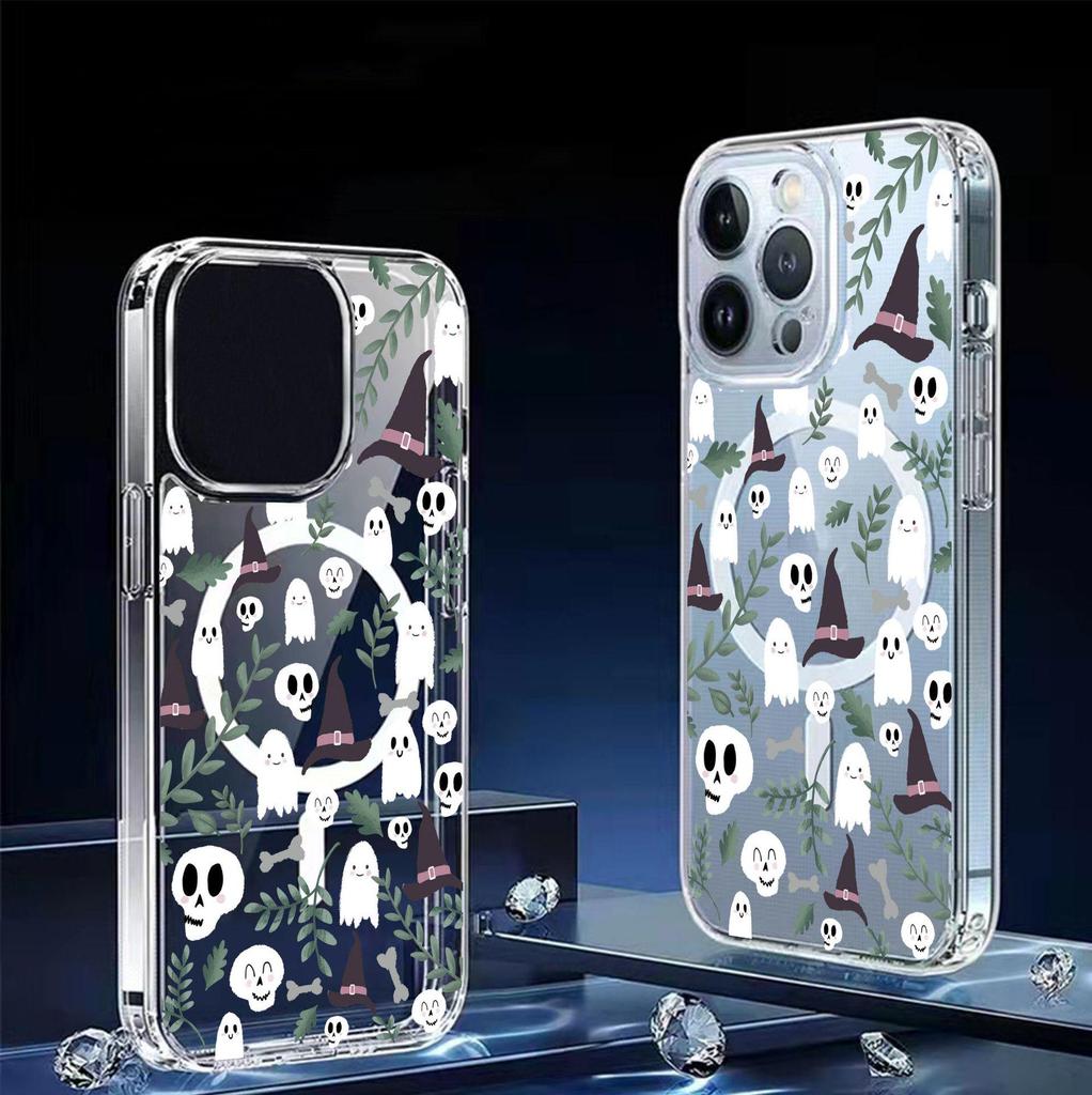 Magic Hat Ghost Magnetic Transparent Full Coverage Case for iPhone 15/16/17 Pro Max