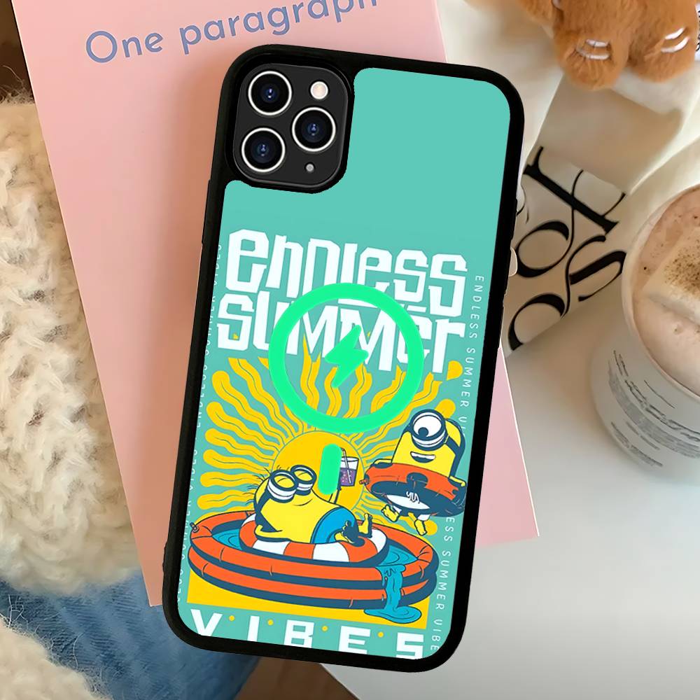 

Cartoon Anime Yellow M-Minions For Magsafe Magnetic Phone Case For IPhone 17 16 15 14 13 12 11 Plus Pro Max PC+TPU Cover iPhone 14 pro