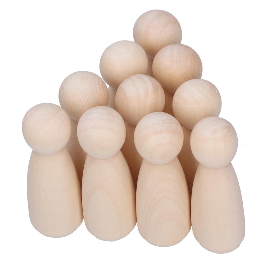 10pcs Wooden Peg Figures Children"s Painted Graffiti Wood Dolls for Kids DIY Art Craft