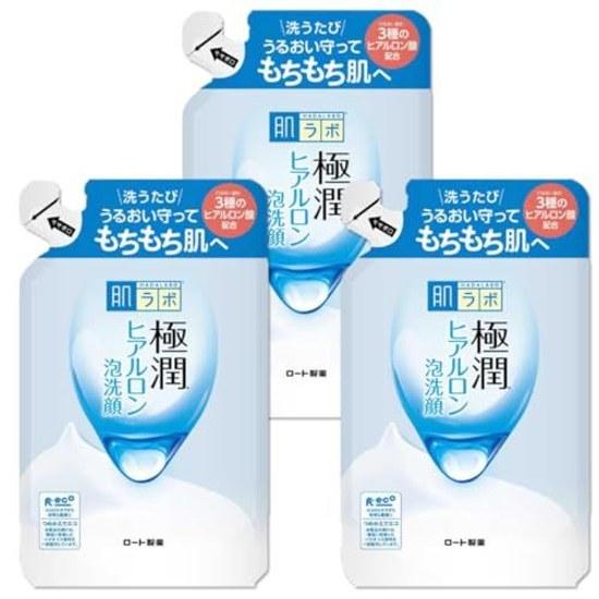 3-piece set Hada Labo Gokujyun Hyaluronic Foam Cleanser refill 140mL cleaning melamine sponge included No brand