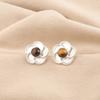 Round Yellow Tiger Eye Stone Sterling Silver Stud Sisters Gift Earrings Jewelry EE-157-30