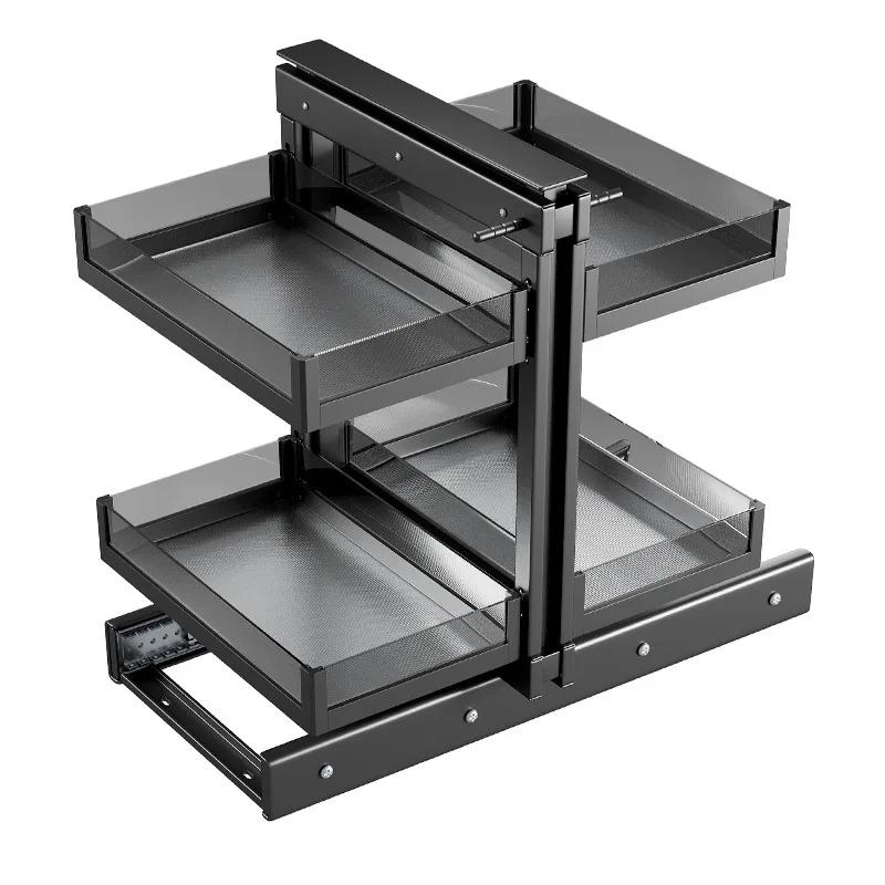 

Угловая выдвижная корзина для кухонного шкафа, полностью выдвижная, из алюминиевого сплава, угловой элемент с открывающейся дверцей