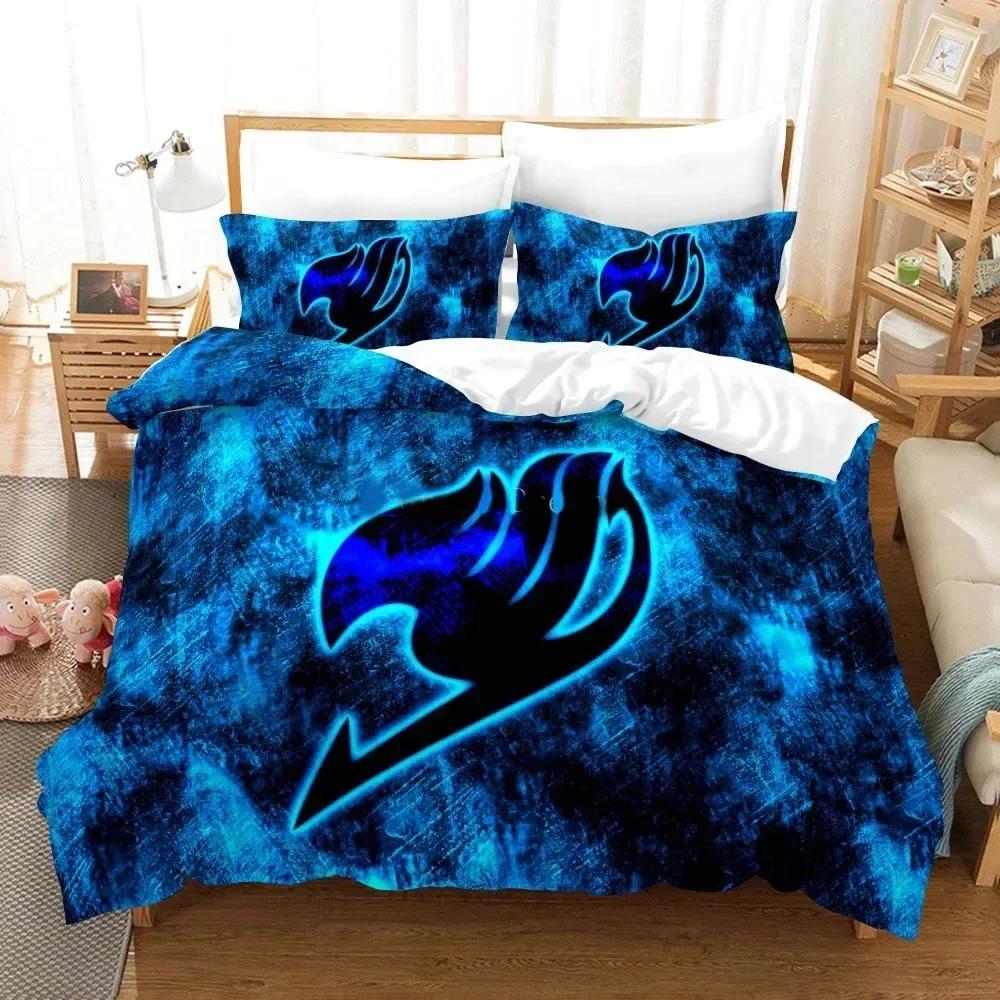 Anime Fairy Tail Logo Natsu Beding Set 3D Printed Suitable for Bedrom Soft Duvet Cover Set With Pilowcases Children Kids Home Textile