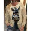 Funny Animal 3D Digital Printed Men's Personalized Trendy Round Neck Long Sleeved T-shirt