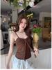 Sweet & Spicy V-Neck Pleated Camisole with Bow Tie Straps and Chest Pads - Slim-Fit Sleeveless Spring/Summer Top for Women