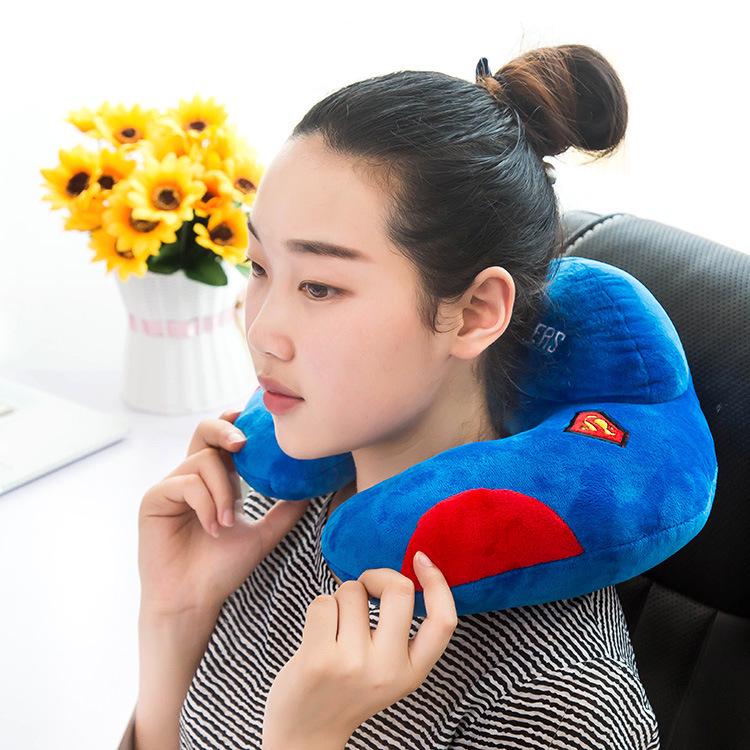 Cartoon U-Shaped Neck Pillow: Cervical Support for Napping, Office, Travel, or Driving.