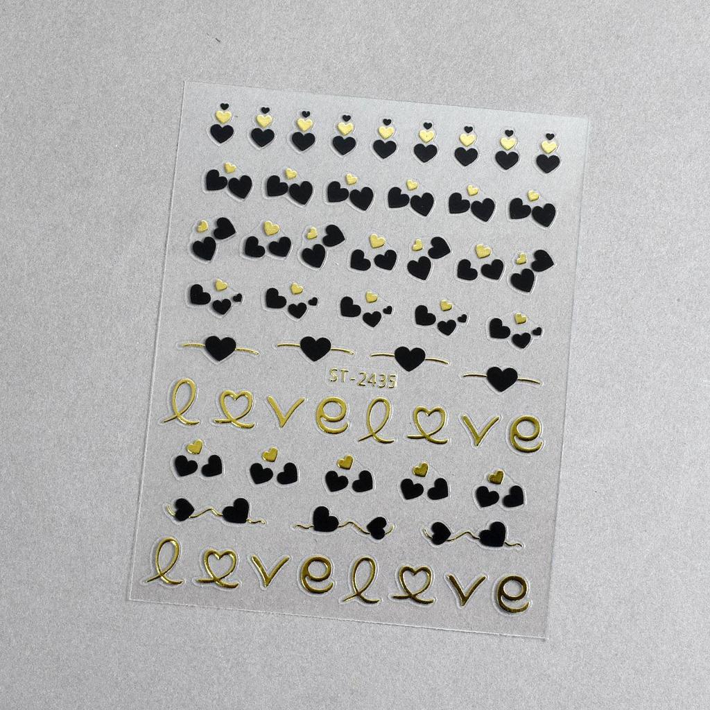 Minimalist 3D Heart & LOVE Line Nail Stickers - Popular TikTok & Xiaohongshu Nail Decals