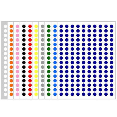 Pegatinas Redondas de Polka Dot Mixtas en 10 Colores: Pequeño y Grande, Rojo, Amarillo, Azul, Verde, Rosa, Blanco, Negro, Naranja