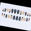 Long Wear French Manicure Nail Blue Yellow Geometric Stars Detail Break Resistant ABS For Bride Holiday