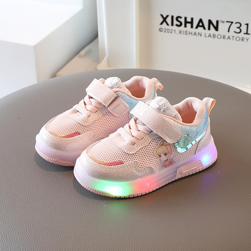 Zapatos casuales de malla para niñas Zapatillas brillantes de