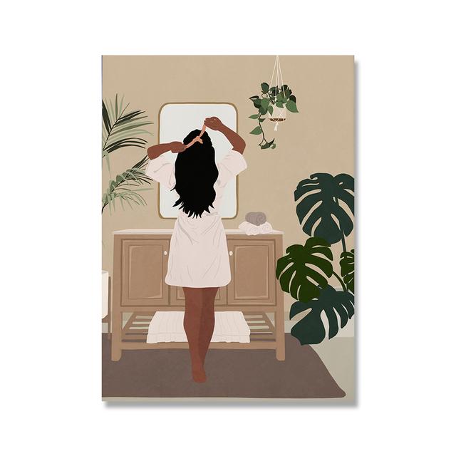 Severská černoška vykoupat se ve vaně Nástěnné umění Malba na plátně Plakáty a tisky Nástěnné obrazy do obývacího pokoje Domácí dekorace