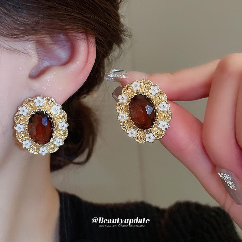 Retro Rhinestone Floral Necklace Set - Elegant European & American Style