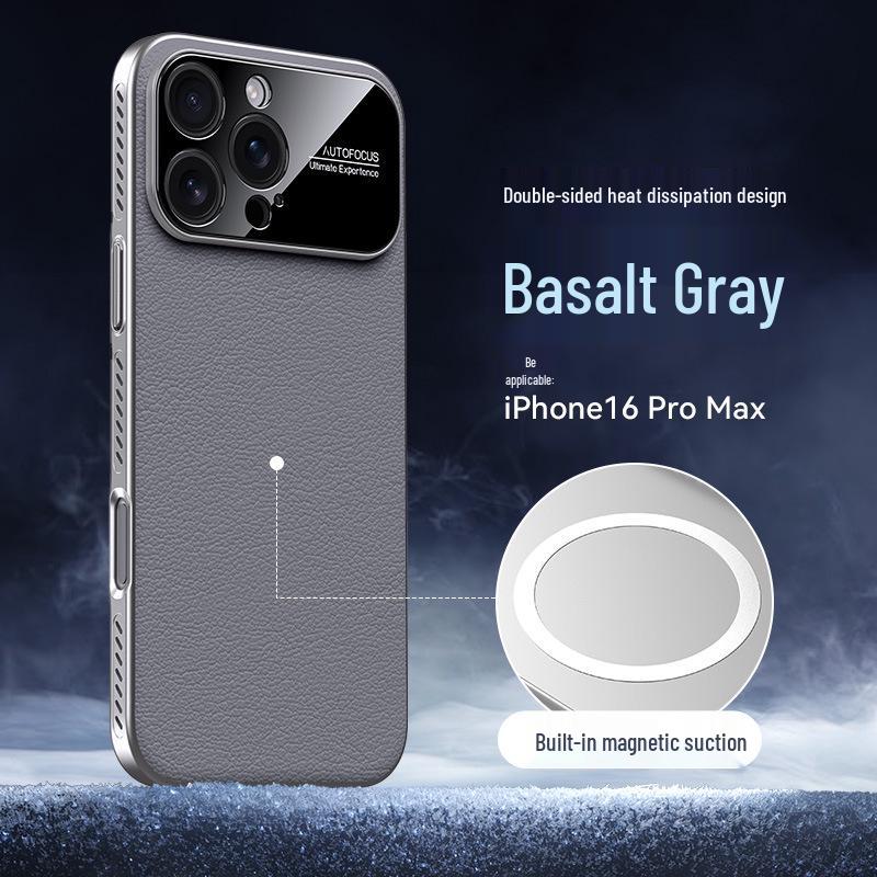 

Кожаный чехол для iPhone 17 с теплоотводом, магнитной зарядкой и полной защитой от падений iPhone 17 Pro