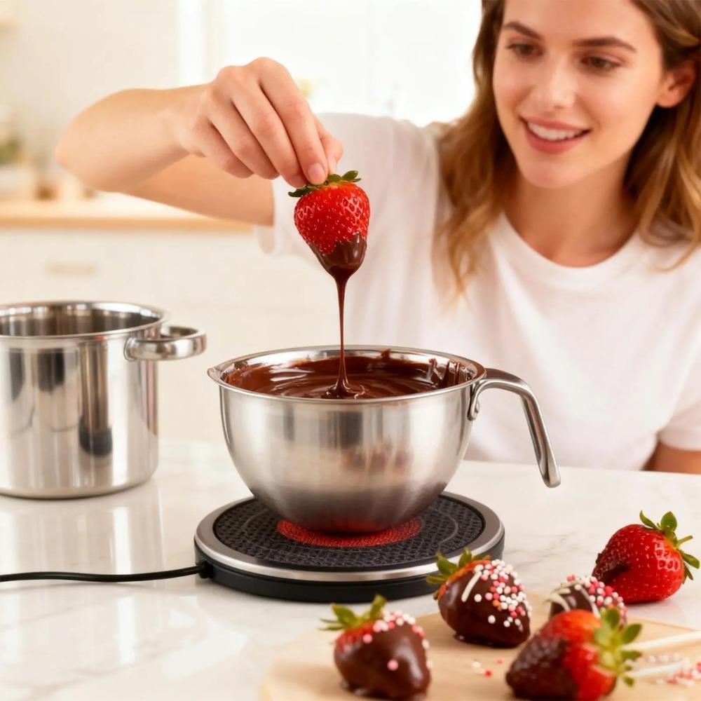 V Shape Flow-through Port Chocolate Melting Pot Set Butter Melting Boiler  Water Bath
