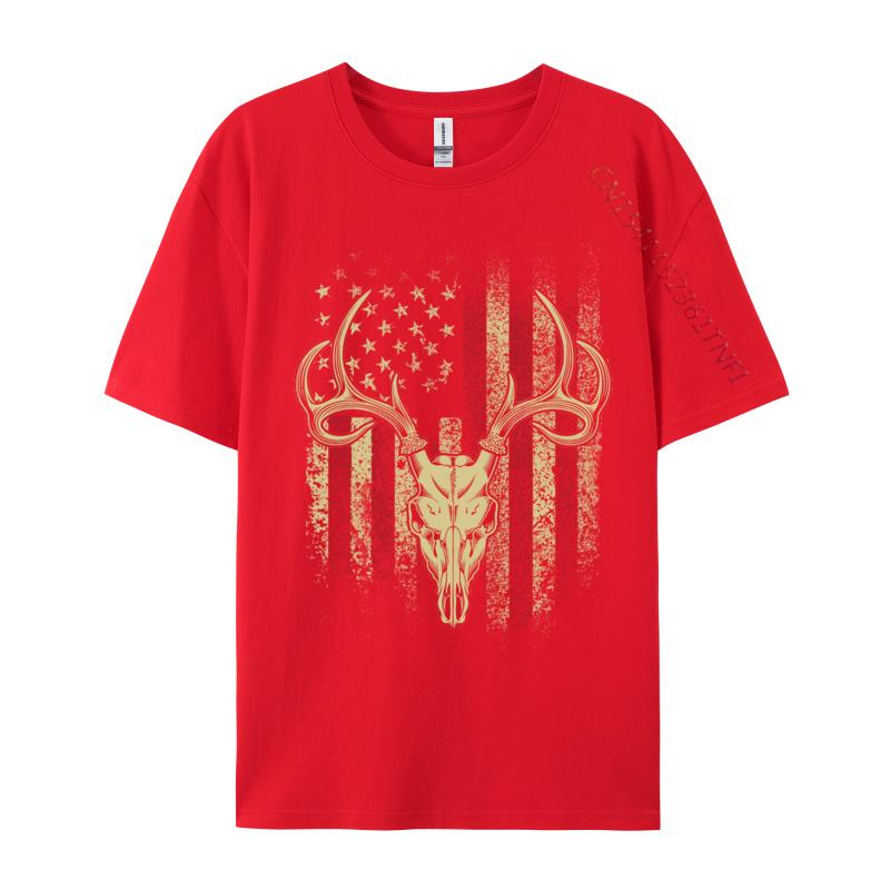 Unisex Clothing American Flag Deer Family Cotton Luxury Designer TShirts Tops Tees Slim Fit Casual Top TShirts