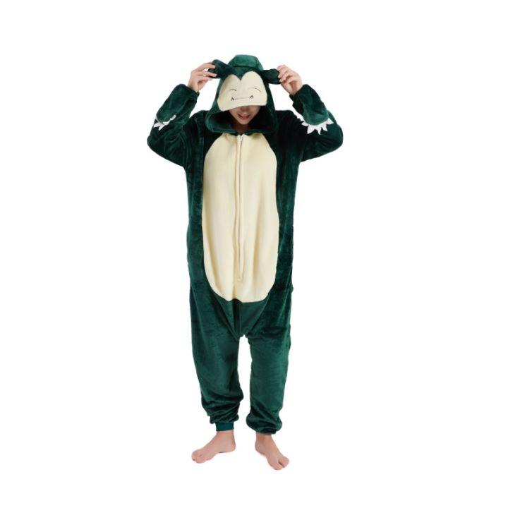 Snorlax Cosplay Costume Adults Kigurumi One-Piece Pajamas Cartoon Onesie For Halloween Whole Body Clothes