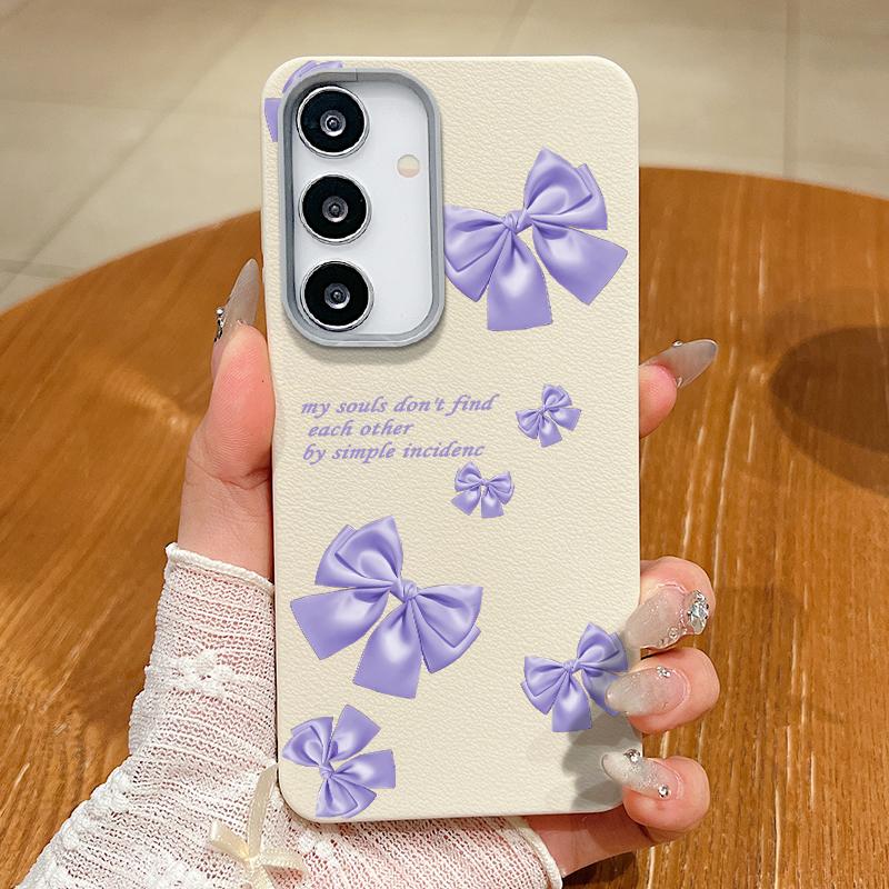 Bowknot Print TPU Soft Leather Texture Magnetic Case For Samsung S25 S24 FE S23 Ultra S22 S21 Wireless Charge Matte Shockproof Slim Phone Cover