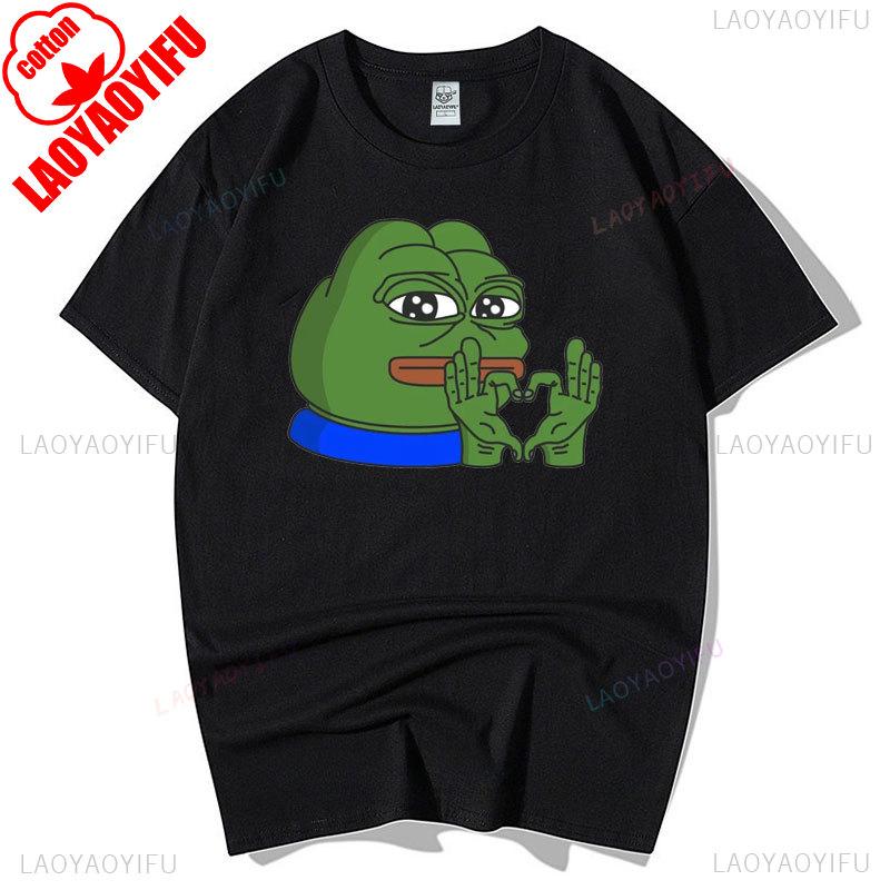 Sad Frog PEPE Funny Graphic T Shirts Summer Clothes for Man High Quality Cotton Short-sleev Tee-shirts Humor Camisetas Hombre