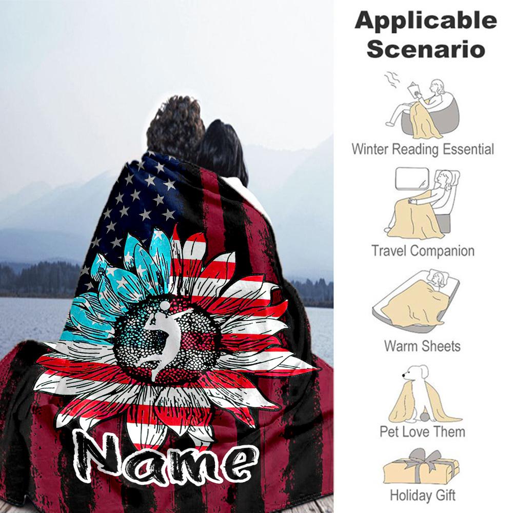 Sunflower Sports Style Customize Text Blanket Throw Personalized Blanket Durable Comfort for Livingroom Couch Sofa Bedding All-Season Use