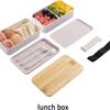 1200ML Divided Lunch Box Picnic Microwave Wooden Cover Japanese Bento Box Portable Double Layer Food Container for Kids