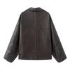 European & American Women's Casual Lapel Leather Jacket Coat - Fashionable Cross-Border Style