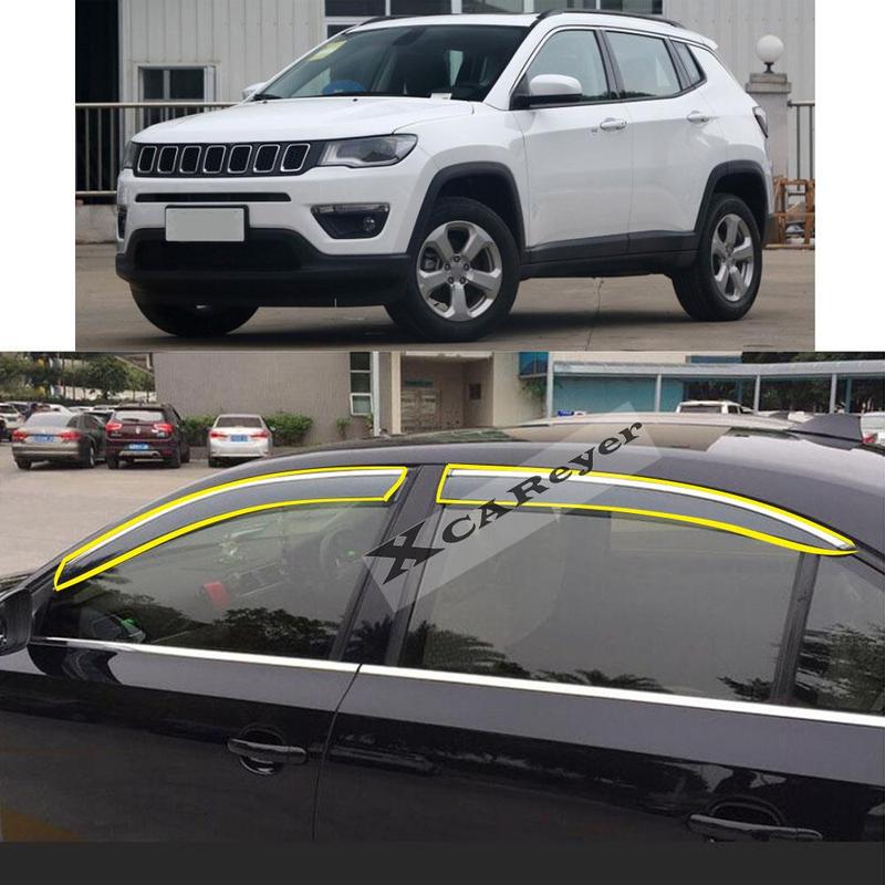 For Jeep Compass 2017 2018    Car Body Styling Sticker Plastic Window Glass Wind Visor Rain/Sun Guard Vent Parts