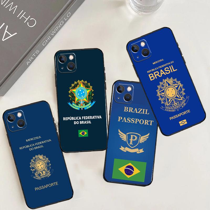 Brazil Passport Phone Case For iPhone 17 Pro Max 16 15 13 12 11 14 Pro Max Plus 12 13 Mini 16e 17 Air Cover