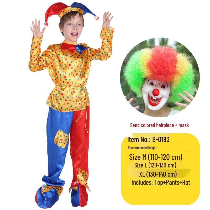 Kids' Clown & Magician Costume Set for Boys & Girls - Perfect for Masquerades, National Day, Christmas & New Year Performances.