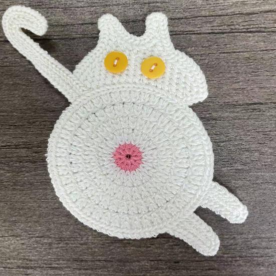 Kedi Dokuma Bardak Altlığı Tığ İşi Kedi Şekilli Kahve Bardak Altlığı Ev Ofis Dekorasyonu Masaüstü Koruyucu Kadınlar Anneler Arkadaşlar İş Arkadaşları İçin Komik Hediyeler