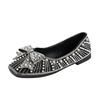 Flat-bottomed pearl bow single shoes women's new temperament soft-soled lazy one-pedal ladyshoes