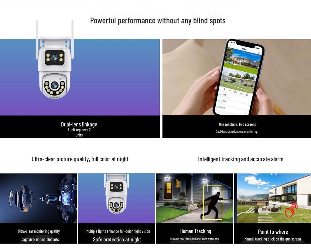 WiFi Outdoor Surveillance Camera with Night Vision and HD Binocular Smart Monitor