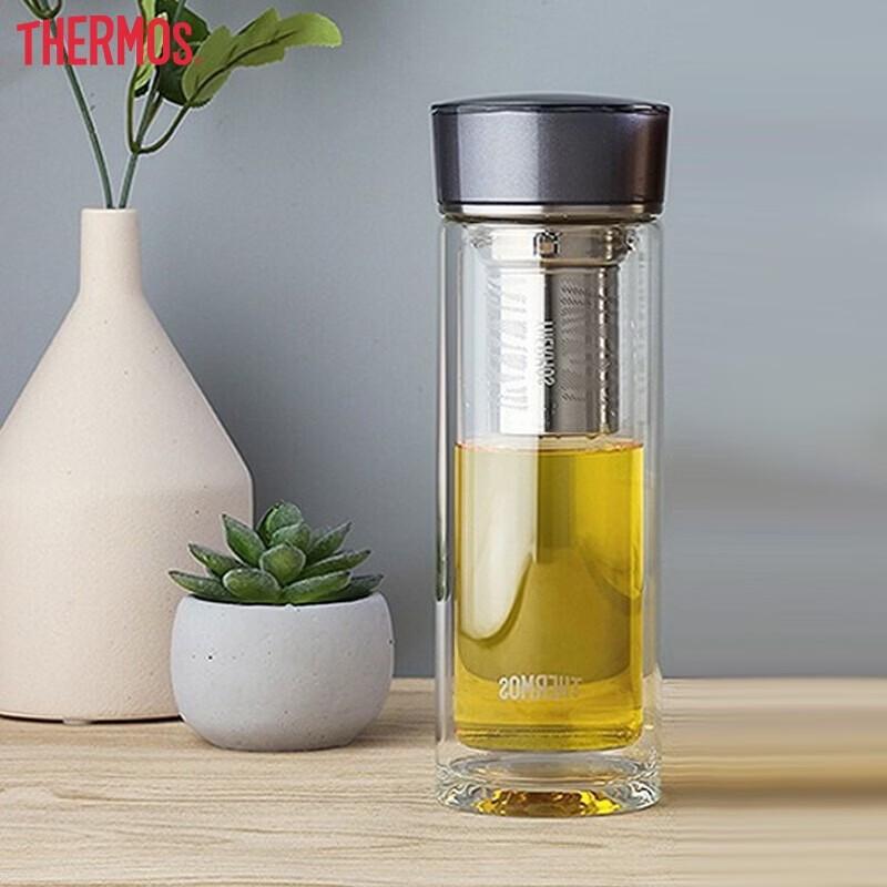 THERMOS Double-Layer Glass Business Tea Cup, 400ml, Grey