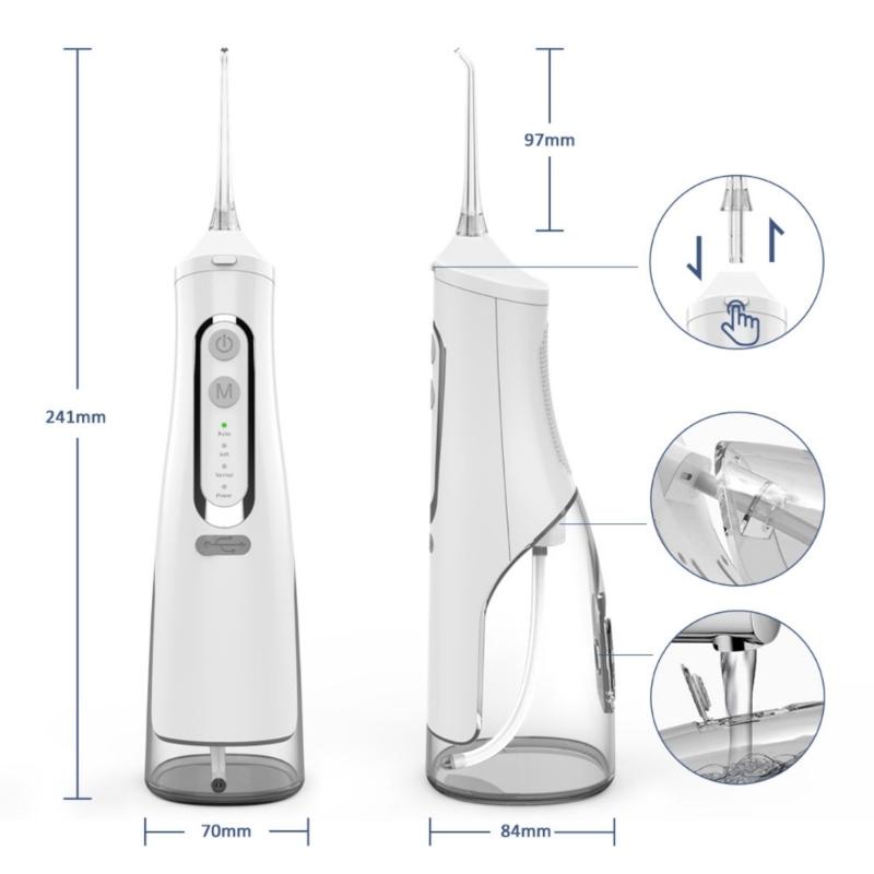 Rechargeable Water Flosser Multiple Nozzles Orals Irrigator Water Jet Teeth Cleaner For Brace Sensitive Gums Use