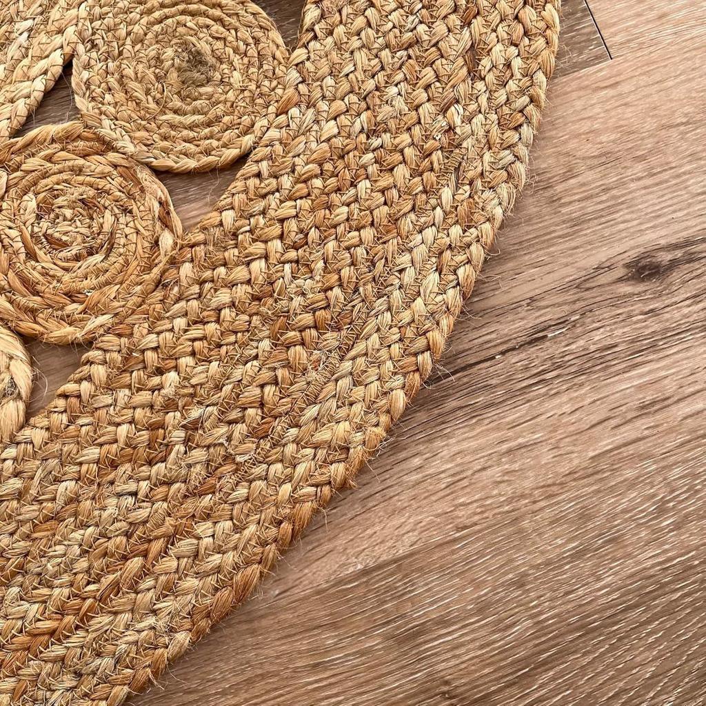 Rectangle Jute Rug Runner Handmade 100% Natural Braided Floor Mat Reversible Natural Jute Round Rug Handmade