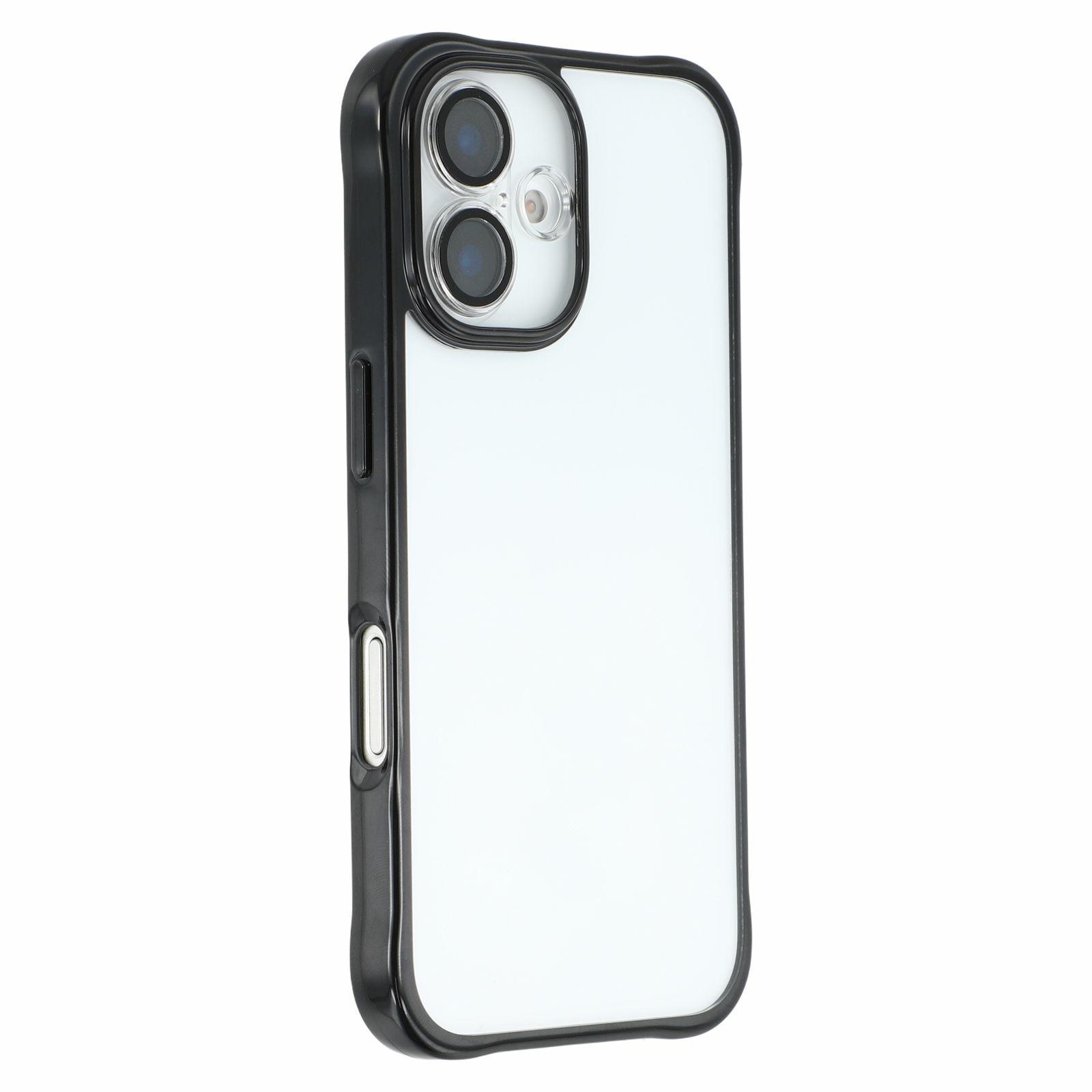 

For iPhone 16 TPU+Acrylic Phone Case Anti Drop Back Cover with Built-In Glass Lens Protector Black