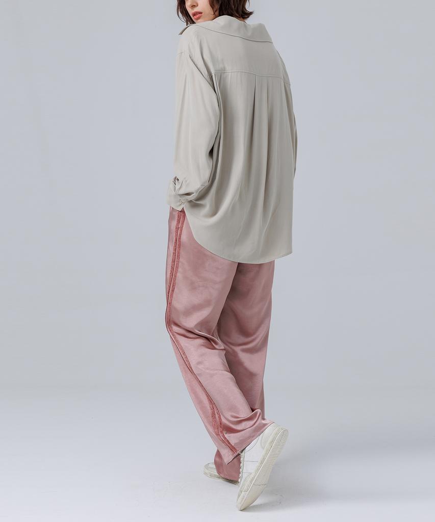 Page Satin Elastic Waist Pants _Pink