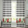 Christmas Poinsettia Berries Sheer Curtains For Kids Bedroom Living Room Voile Curtains Xmas Kitchen Tulle Curtain
