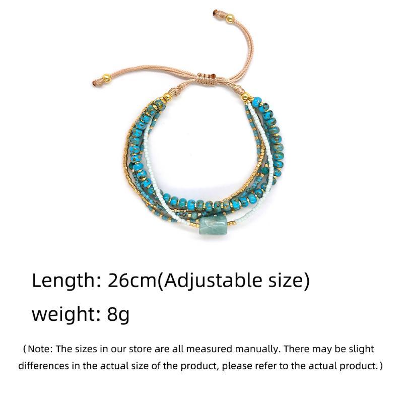 Natural Turquoise Beaded Layered Bracelet With Gold Accent Beads Adjustable For Daily Wear Vacation Gifts For Women