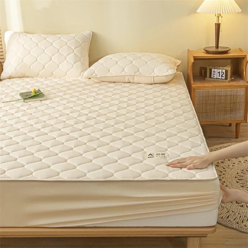 Geprägter Desgin-Matratzenbezug aus reiner Baumwolle, staubdicht, rutschfest, Matratzenschoner, gestepptes Spannbettlaken, Bettunterlage, elastisches Bettlaken