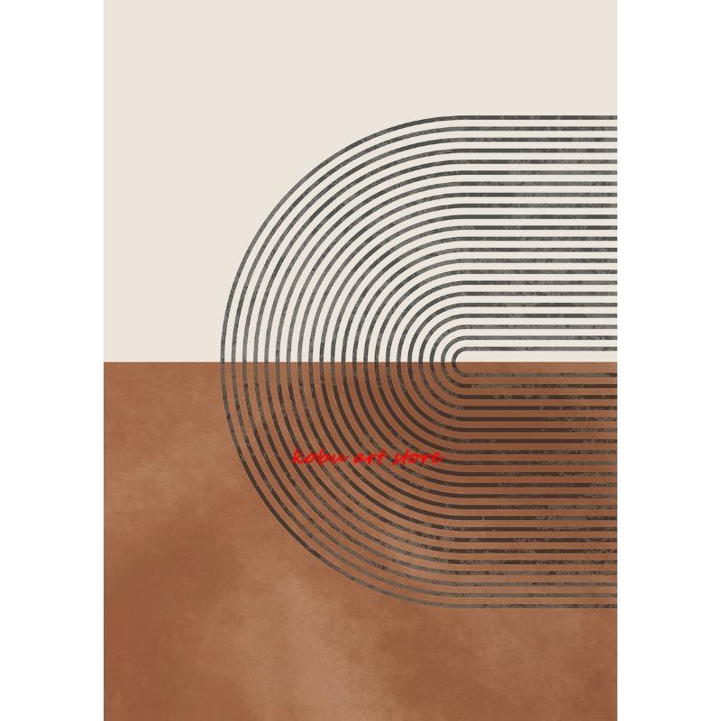 Black Rainbows Abstract Mid Century Boho Poster Modern Minimalist Wall Art Neutral Orange Geometric Canvas Painting Room Decor