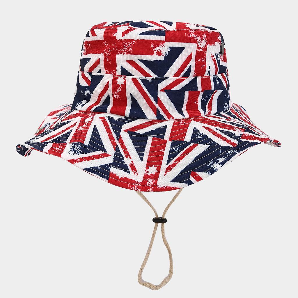 American New Big Eaves Western Denim Style Full Print Bucket Hat Men and Women Outdoor Sunscreen Sunshade Sun Hat Tide Basin Hat