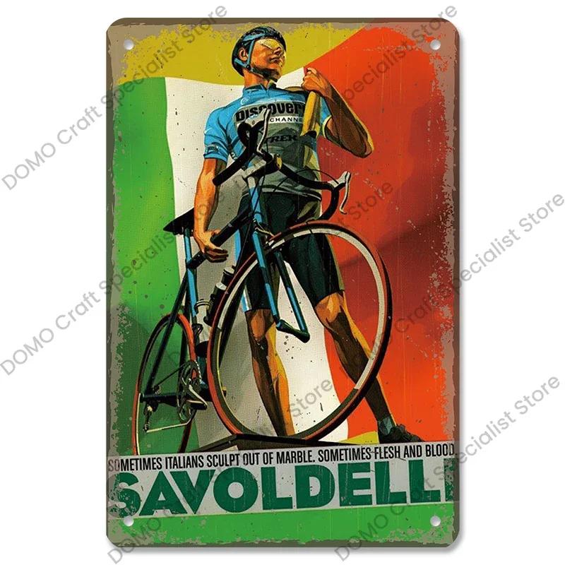 Placa de bicicleta Placa de lata de metal Ciclismo Corrida Vintage Metal Poster Wall Art Decor para Bike Club Garage Man Cave