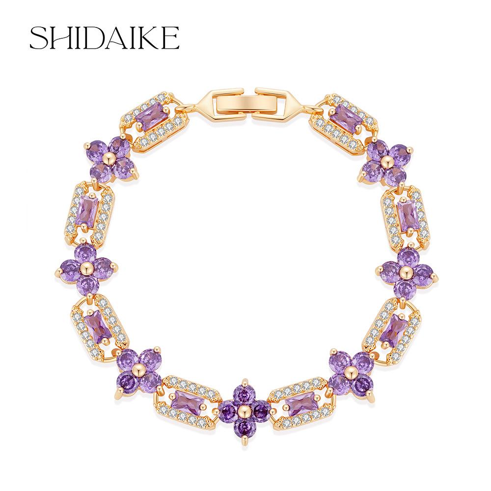 

European and American gorgeous dinner bracelet jewelry color zircon inlaid bracelet atmospheric bracelet, the manufacturer is fashionable and advanced