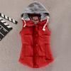 Women Vest Female Warm Sleeveless Jacket Cotton Solid Hooded Vest For Outerwear
