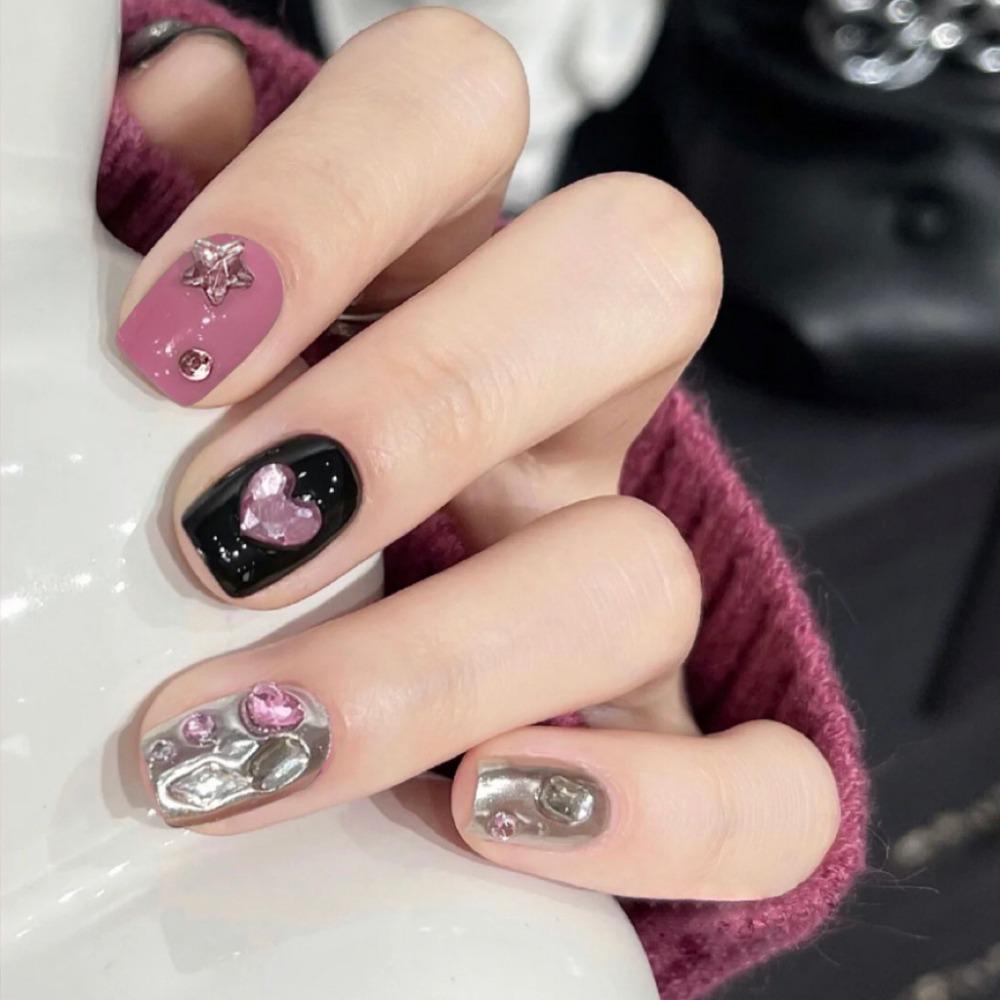 

Square Head French Fake Nails Wearable Manicure Press on Nails Detachable Nail Tips Women