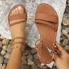 Modische, lässige, flache Sandalen für Damen in Übergröße, Damenschuhe im neuen Stil, geflochtenes Fußgummiband, römische Strandschuhe