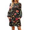 Fashion Womens Long Sleeve A Line Dress Fall Casual Pullover Crewneck Loose Fit Dress With Pockets