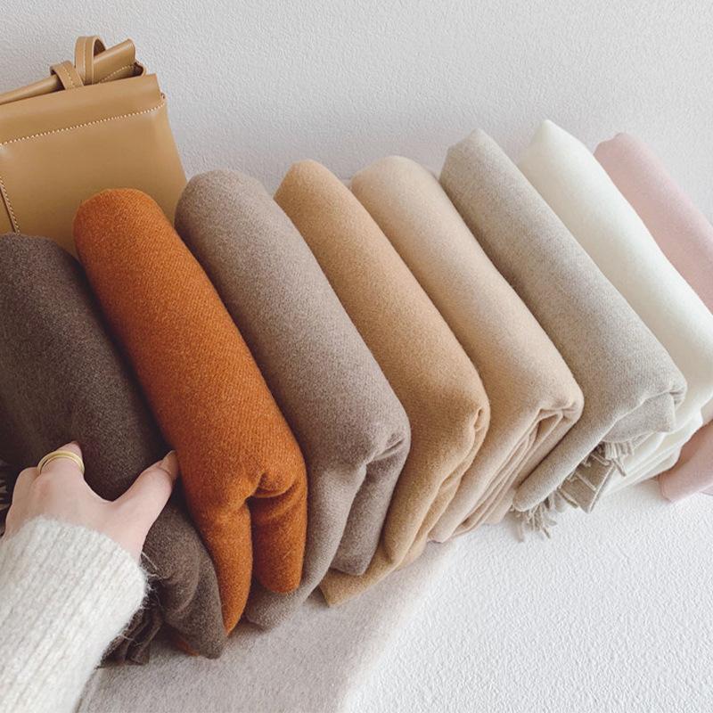 New solid color Maillard scarf women's winter high-end wool dopamine imitation cashmere scarf warm scarf