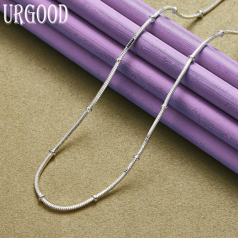 925 Sterling Silver 2mm 18/20 Inch Snake Chain Bead Necklace Jewelry